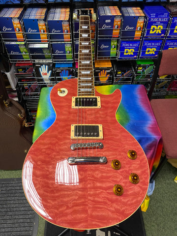 Tokai Loverock guitar in quilted translucent fuschia - Made in Japan S/H