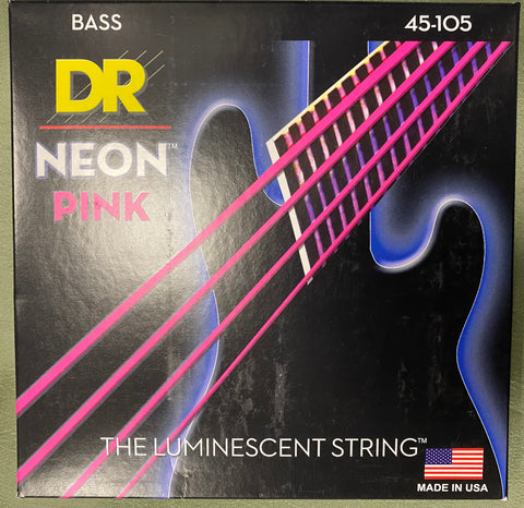 DR Neon NPB-45 pink luminous bass guitar strings 45-105