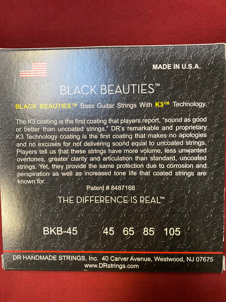 DR BKB 45 Black Beauties coated electric bass guitar strings 45