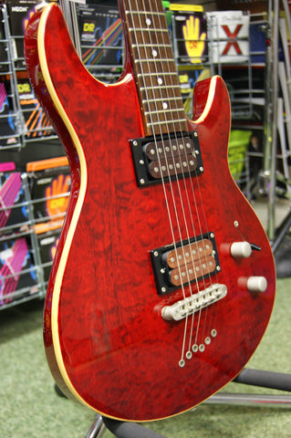 Shine electric guitar with quilted top in red - Made in Korea S/H
