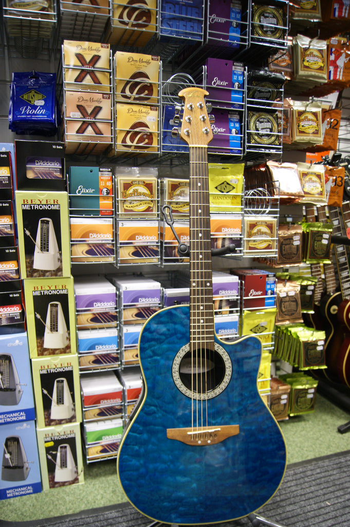 Ovation CC024 electro acoustic guitar in quilted aqua finish - Made in Korea S/H