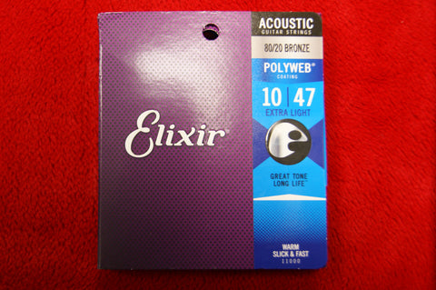 Elixir 11000 Polyweb 10-47 acoustic guitar strings extra light (3 PACKS)