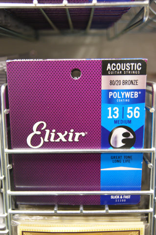 Elixir 11100 Polyweb 13-56 acoustic guitar strings - medium (2 PACKS)
