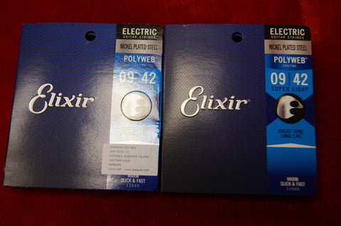 Elixir 12000 Polyweb super light electric guitar strings 9-42 (2 PACKS)