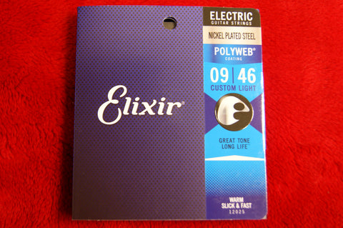 Elixir 12025 Polyweb coated custom light 9-46 electric guitar strings