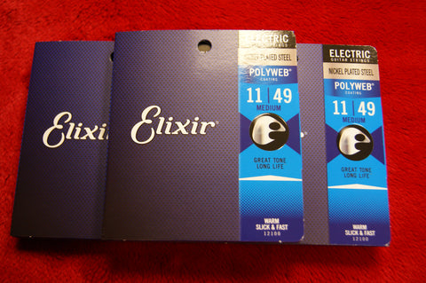 Elixir 12100 Polyweb super light electric guitar strings 11-49 (3 PACKS)