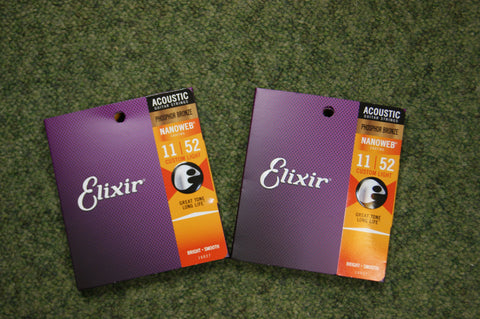 Elixir 16534 Nanoweb 11-52 twin pack light acoustic guitar strings