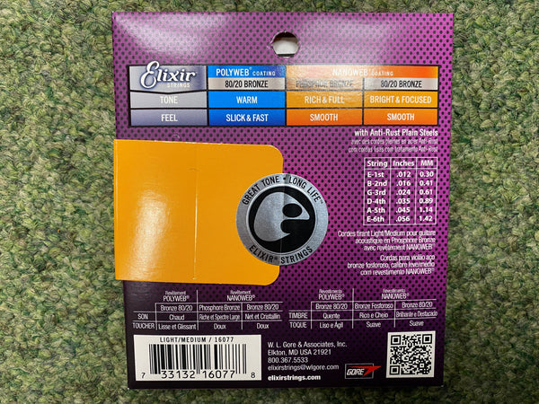 Elixir Nanoweb 16077 acoustic guitar strings 12 56 STARGOAT GUITARS