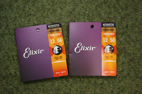 Elixir Nanoweb coated 16102 13-56 phosphor bronze acoustic guitar strings medium (2 PACKS)