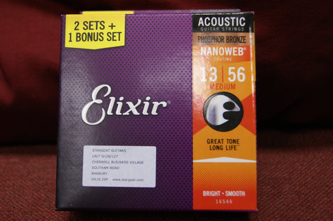 Elixir E16546 Phosphor bronze 13-56 acoustic strings triple pack