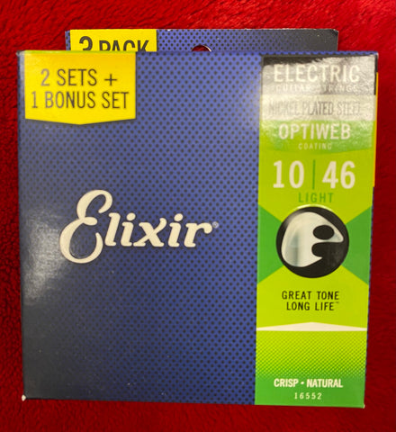 Elixir 16552 triple pack 10-46 optiweb electric strings