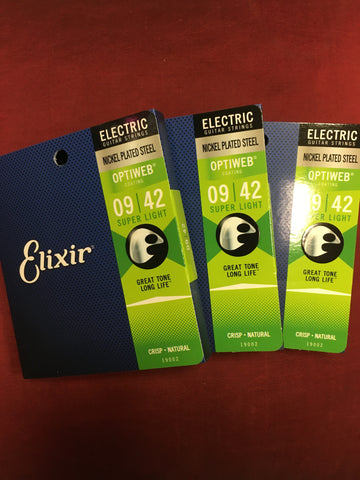 Elixir 19002 Optiweb coated electric guitar strings 9-42 (3 PACKS)