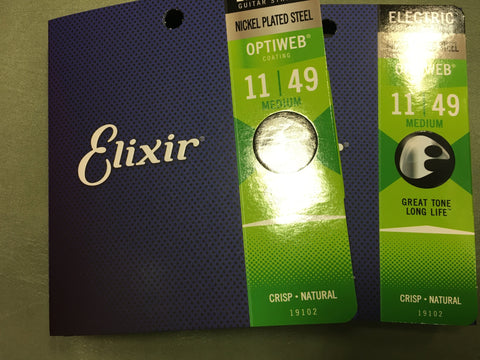 Elixir 19102 Optiweb coated electric guitar strings 11-49 (2 PACKS)