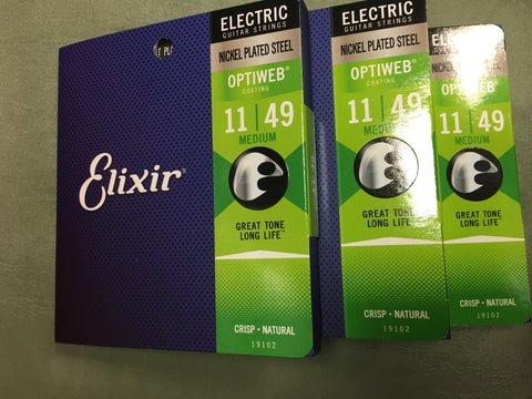Elixir 19102 Optiweb coated electric guitar strings 11-49 (3 PACKS)