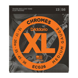 D'Addario ECG26 XL chromes medium gauge 13-56 flat wound electric guitar strings (2 PACKS)