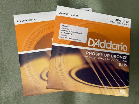D'Addario EJ15 extra light acoustic guitar strings 10-47 (2 PACKS)