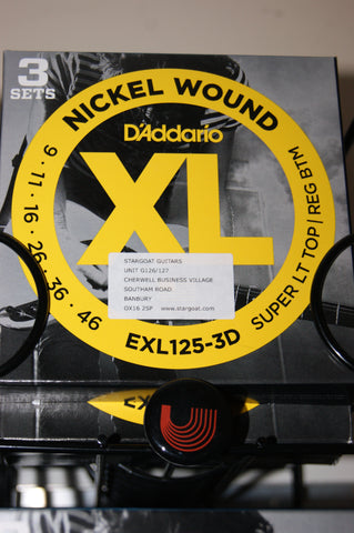 D'Addario XL Series EXL125-3D electric guitar strings 9-46 (TRIPLE PACK)