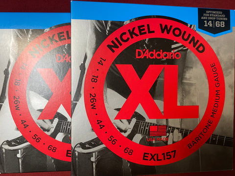 D'Addario EXL157 baritone medium 14-68 electric guitar strings (2 PACKS)