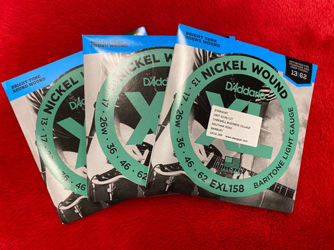 D'Addario EXL158 baritone light electric guitar strings 13-62 (3 PACKS)