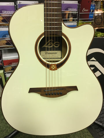 Lag Tramontane T118ASCE-IVO Auditorium slim cutaway electro-acoustic in ivory white