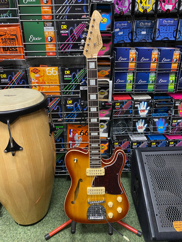 Revelation RFT Deluxe semi acoustic guitar in honeyburst