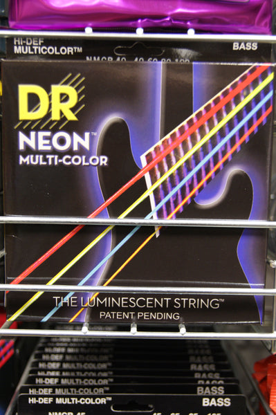 DR Neon NMCB 40 multi colour light bass guitar strings 40 100