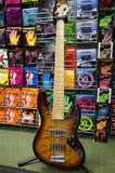 Revelation RBN 5 string bass guitar in quilted maple dark sunburst