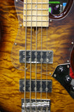 Revelation RBN 5 string bass guitar in quilted maple dark sunburst