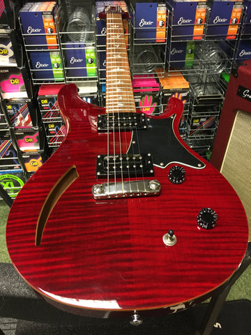 PRS SE Custom semi acoustic guitar in trans cherry finish S/H