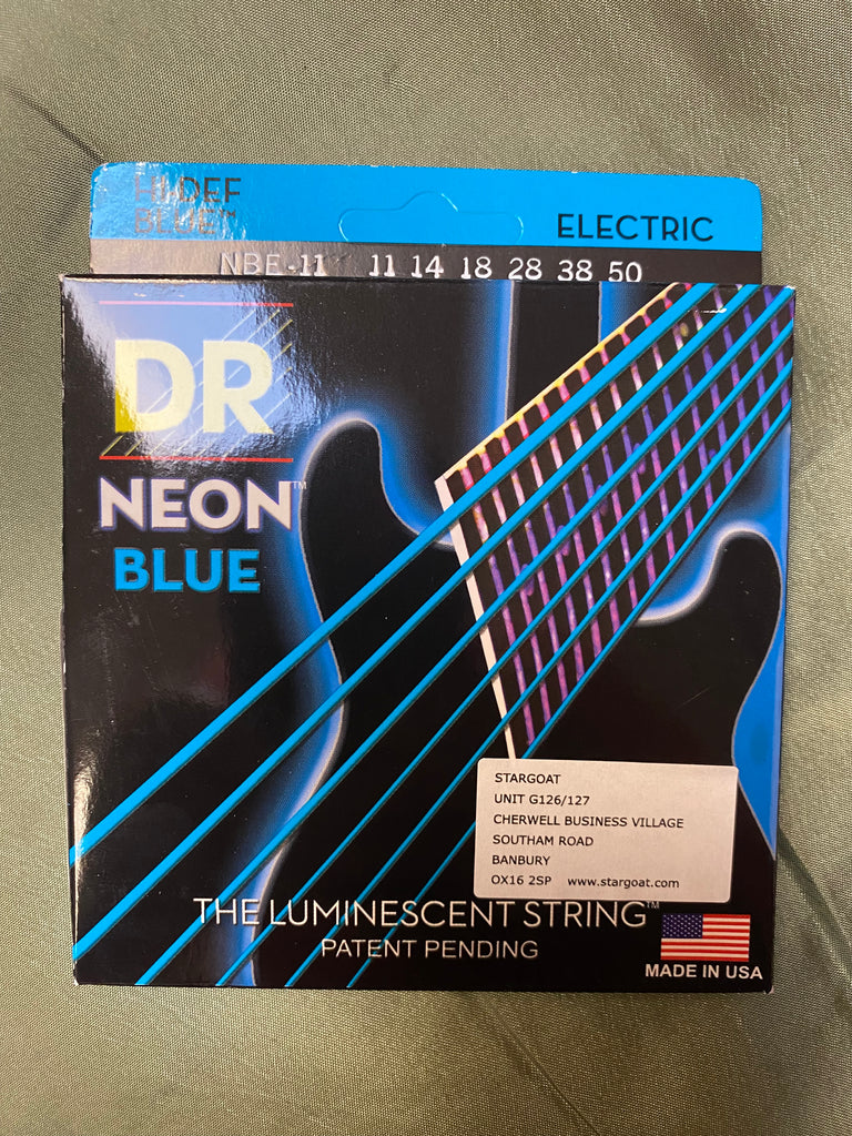 DR Neon NBE-11 blue coated electric guitar strings 11-50