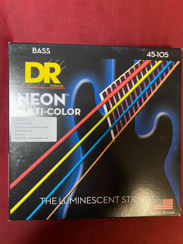 DR Neon NMCB-45 multi-colour luminous medium bass guitar strings 45-105