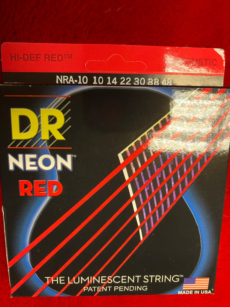 DR Neon NRA-10 red coated acoustic guitar strings 10-48