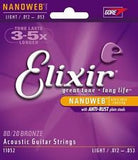 Elixir 11052 Nanoweb coated light 12-53 acoustic guitar strings