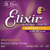 Elixir Nanoweb E16027 92/8 phosphor bronze acoustic guitar strings (TRIPLE PACK)