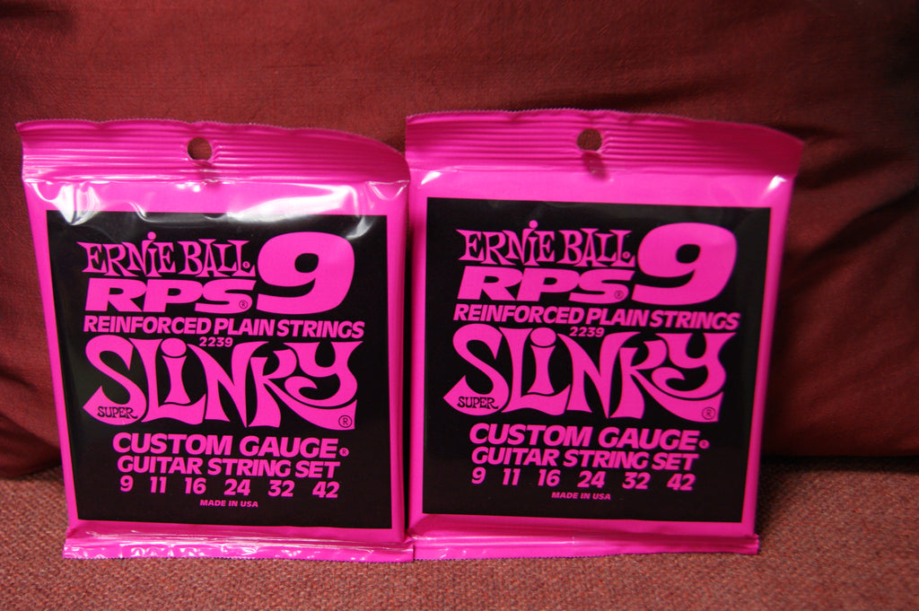 Ernie Ball 2239 Super Slinky 9-42 reinforced plain nickel custom gauge strings (2 PACKS)