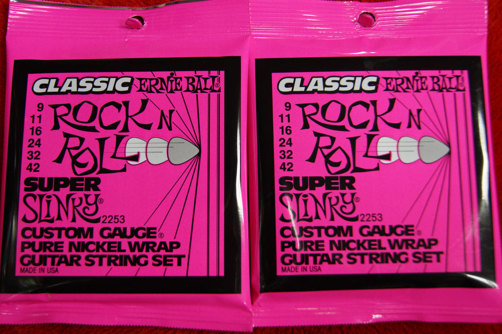 Ernie Ball 2253 classic rock'n'roll super slinky pure nickel wrap electric guitar strings 9-42 (2 PACKS)
