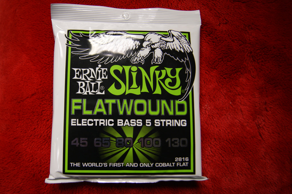 Ernie Ball 2816 Slinky Cobalt flatwound 5 string bass guitar strings 45-130