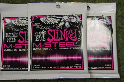 Ernie Ball 2923 M Steel 9-42 super slinky electric guitar strings (3 PACKS)