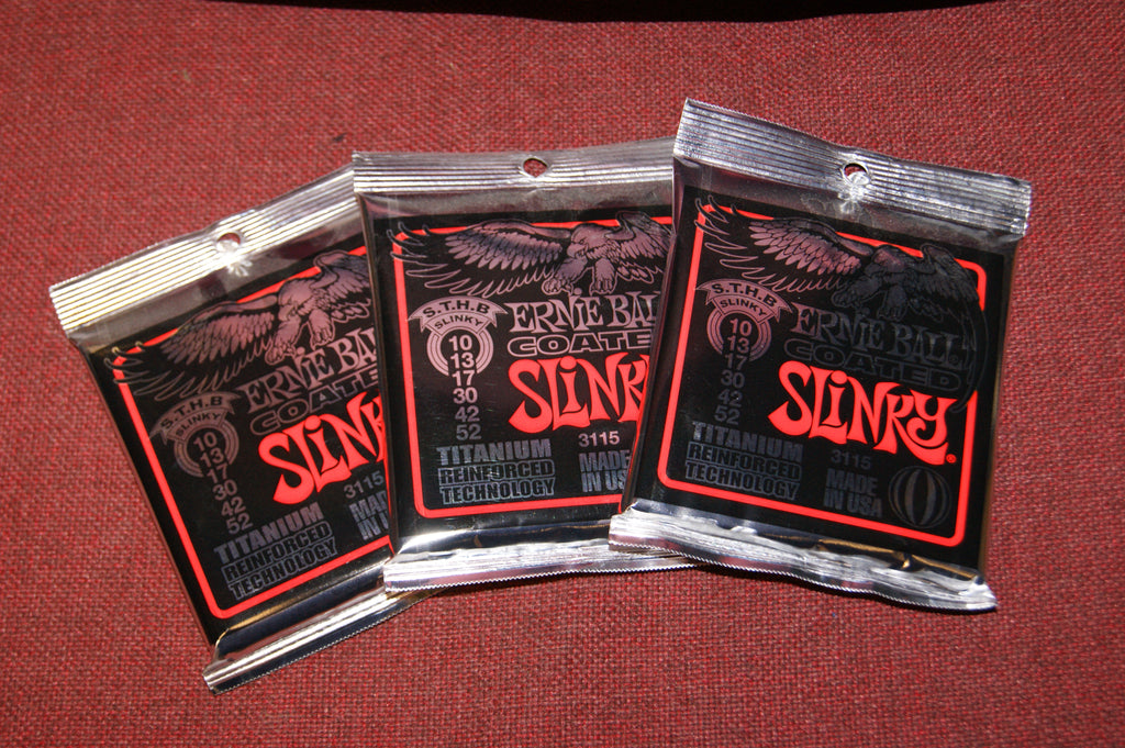 Ernie Ball 3115 Skinny Top Heavy Bottom Slinky 10-52 coated electric guitar strings titanium reinforced (3 PACKS)