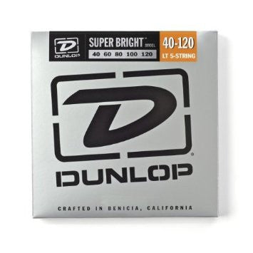 Dunlop DBSBS40120 super bright stainless steel 40-120 medium 5 string bass guitar strings