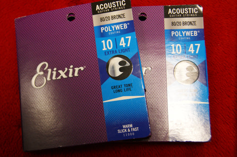 Elixir 11000 Polyweb 10-47 acoustic guitar strings extra light gauge (2 PACKS)