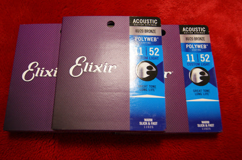 Elixir 11050 Polyweb 12.53 acoustic guitar strings light (3 PACKS)
