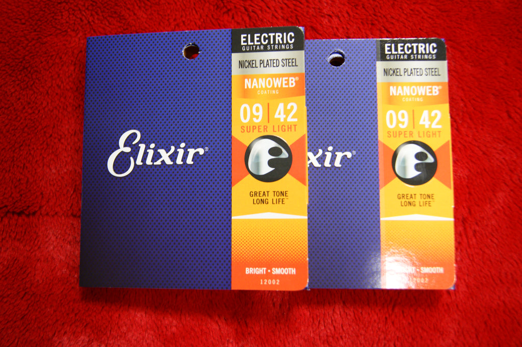 Elixir 12002 Nanoweb light 09-42 gauge electric guitar strings (2 PACKS)