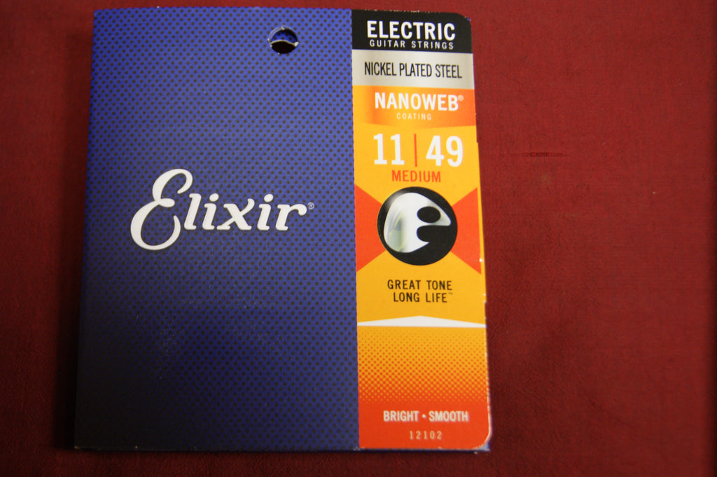Elixir 12102 Nanoweb electric guitar strings medium gauge 011-049