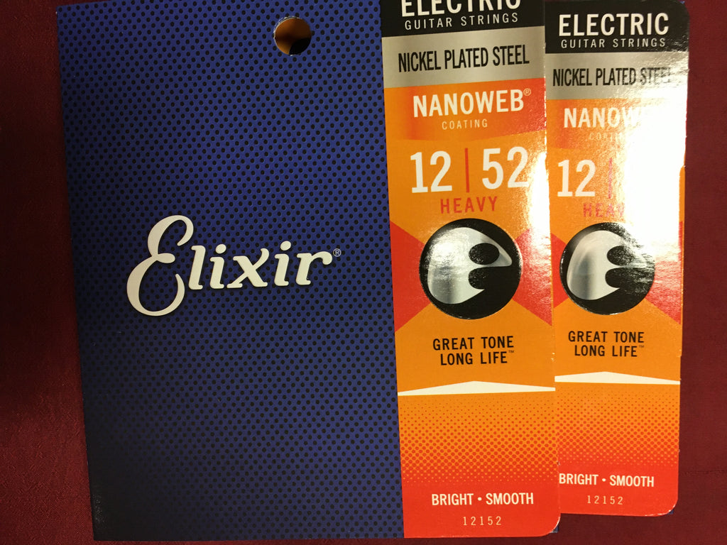 Elixir 12152 Nanoweb Electric Guitar Strings Heavy Gauge 12-52 (2 PACKS)