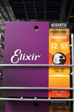 Elixir 16052 Nanoweb phosphor bronze acoustic guitar strings 12-53 (TRIPLE PACK)