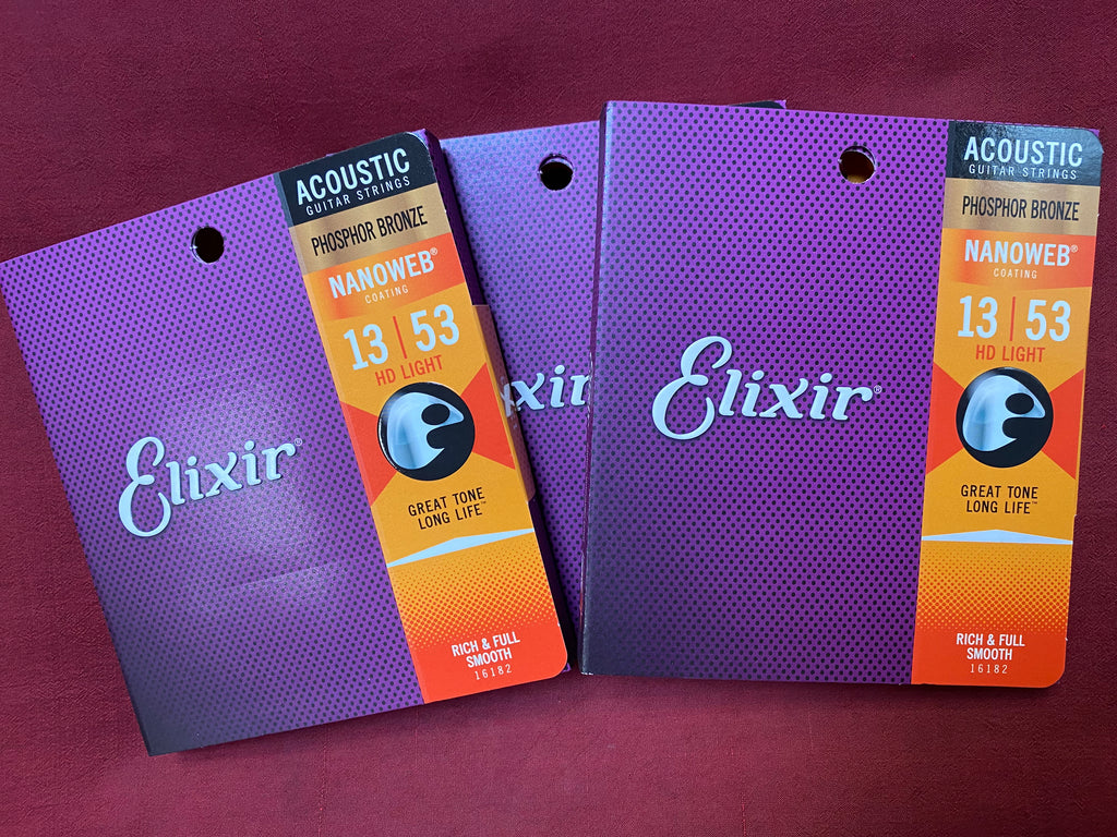 Elixir E16182 medium 13-53 phosphor bronze acoustic guitar strings (3 PACKS)