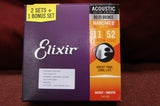 Elixir E6538 Nanoweb 11-52 custom light gauge acoustic guitar strings - triple bonus pack