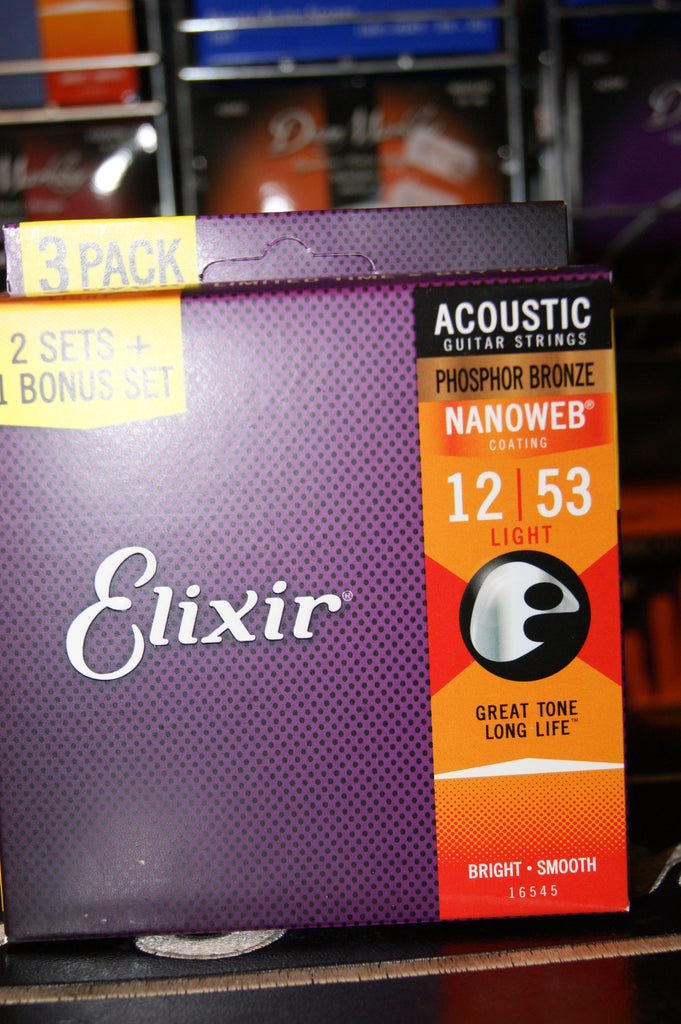 Elixir E16545 Phosphor bronze 12-53 acoustic strings triple pack