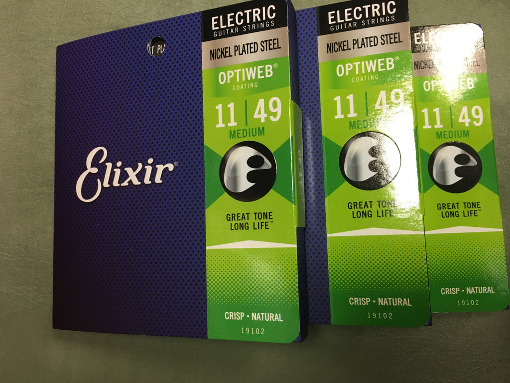 Elixir 19102 Optiweb coated electric guitar strings 11-49 (3 PACKS)